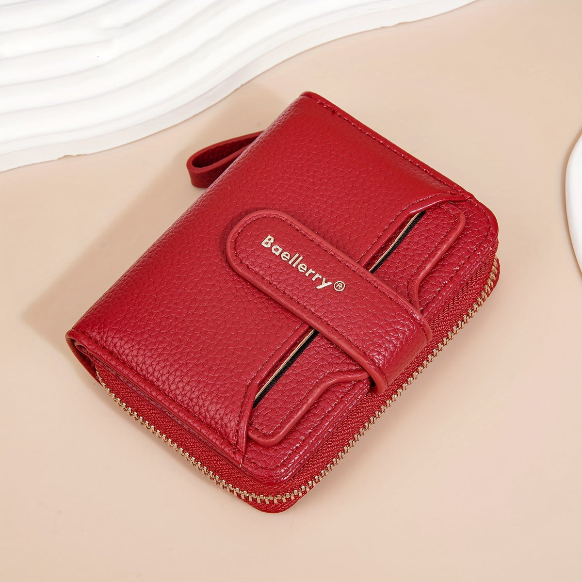 Compact Zip Bifold Wallet with Snap Card Flap and ID Windows Red Handbags & Wallets - Tophatter Daily Deals