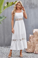 Flower Crochet Wide Strap Midi Dress Casual Dresses - Tophatter Daily Deals