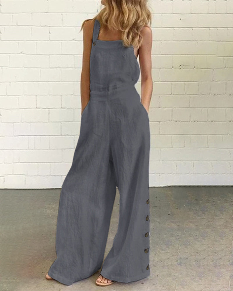 Wide Leg Bib Pants Rompers Dark Grey Jumpsuits & Rompers - Tophatter Daily Deals