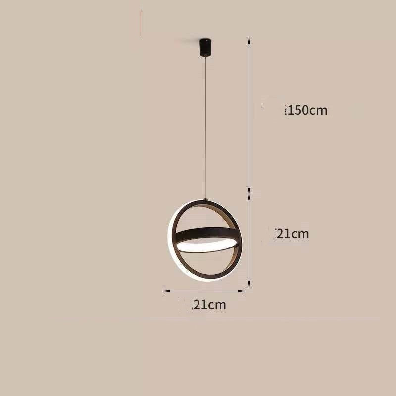 Bedside Chandelier Bedroom Dining Room Bar Long Line Single Head Black circle 0 - Tophatter Daily Deals