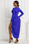 High-low Ruched Surplice Long Sleeve Dress Cocktail Dresses - Tophatter Daily Deals