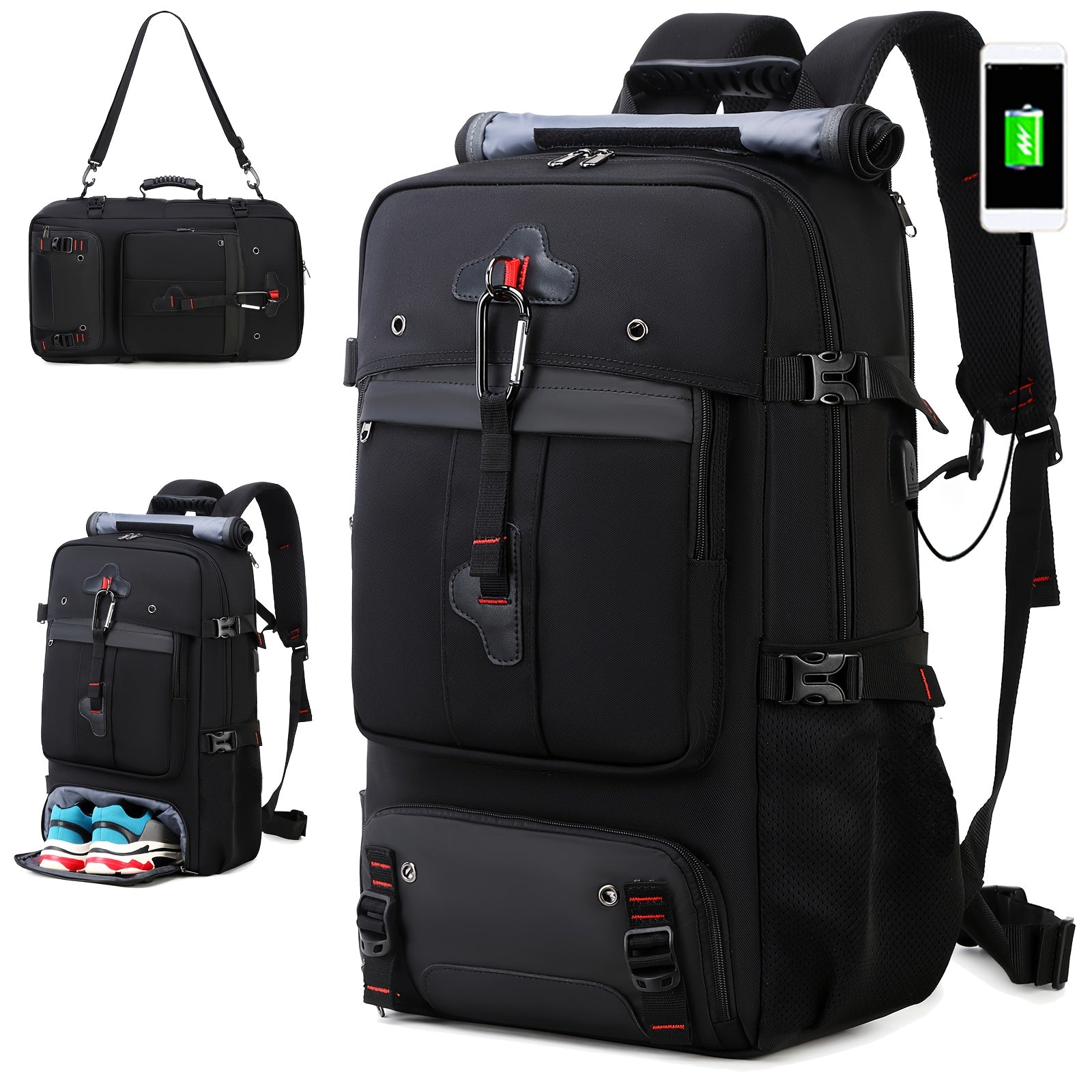 50L Hiking Backpack with Shoe Compartment Backpacks - Tophatter Daily Deals