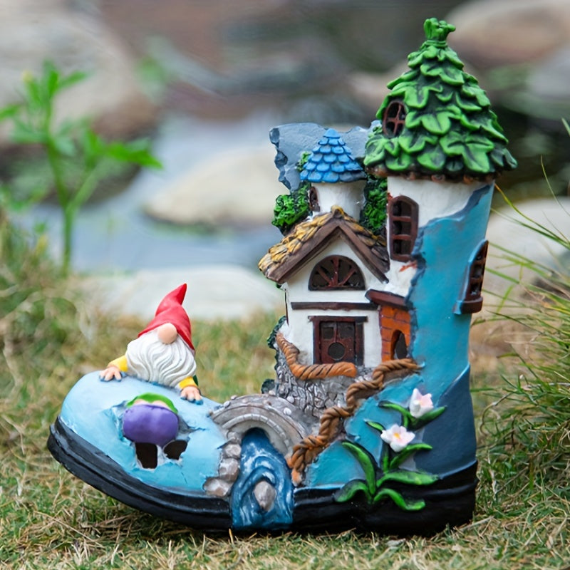 Resin Solar Gnome Treehouse Statue Outdoor Decor Lawn Ornaments & Garden Sculptures - Tophatter Daily Deals