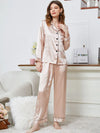 Lapel Collar Long Sleeve Top and Pants Pajama Set Loungewear Sets - Tophatter Daily Deals