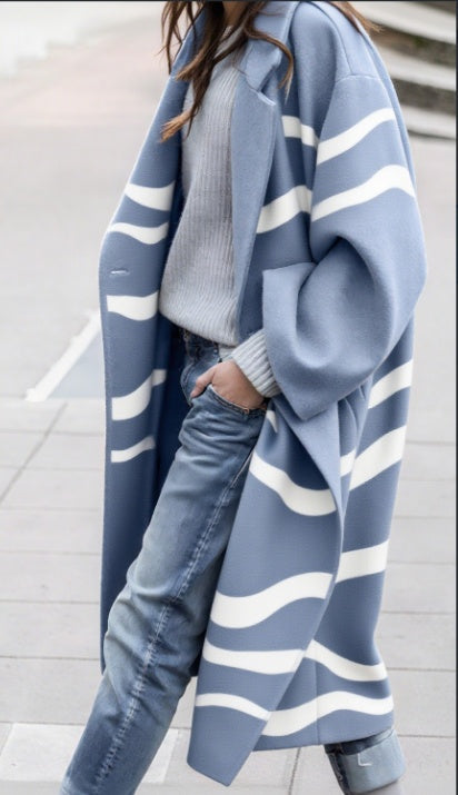 Oversized Women Wool Overcoat - Dropped Shoulder, Midcalf Picture color 3D Changing Face Moving Picture Frame - Tophatter Daily Deals