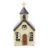 Village Church Tealight Candle Holder | Rustic Pottery Chapel Tea Light Ornament Candle Holder - Tophatter Daily Deals