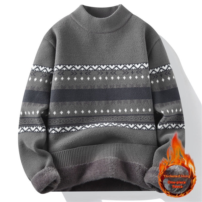 Warm Cozy Men’s Mock Neck Sweater - Straight Cut Fleece Dark Gray 3D Changing Face Moving Picture Frame - Tophatter Daily Deals
