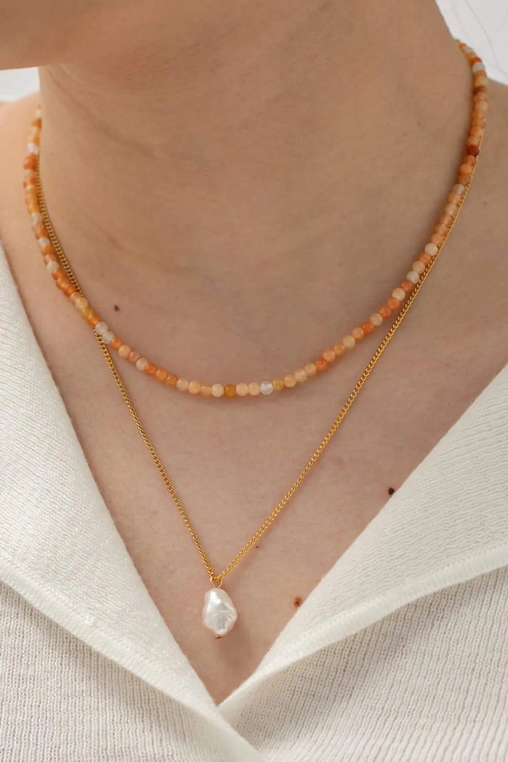 Double-Layered Freshwater Pearl Pendant Necklace Necklaces - Tophatter Daily Deals
