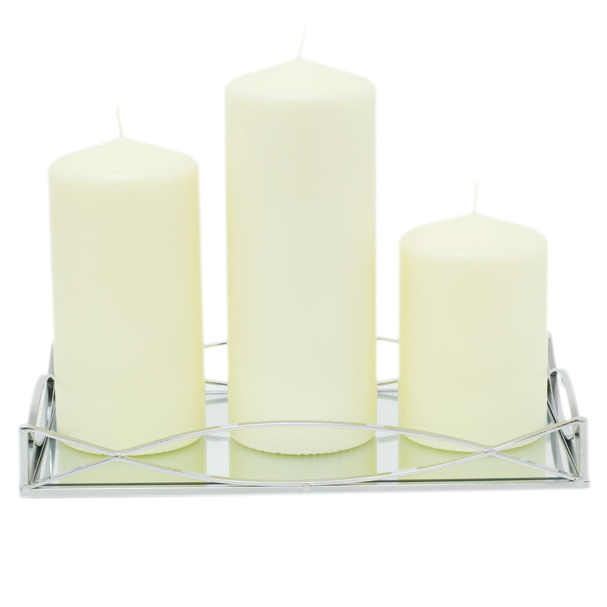 Art Deco Silver Mirrored Display Tray | Perfume Jewellery Cosmetic Organiser | Decorative Metal Double Vanity Dish 35cm Candle Plate - Tophatter Daily Deals