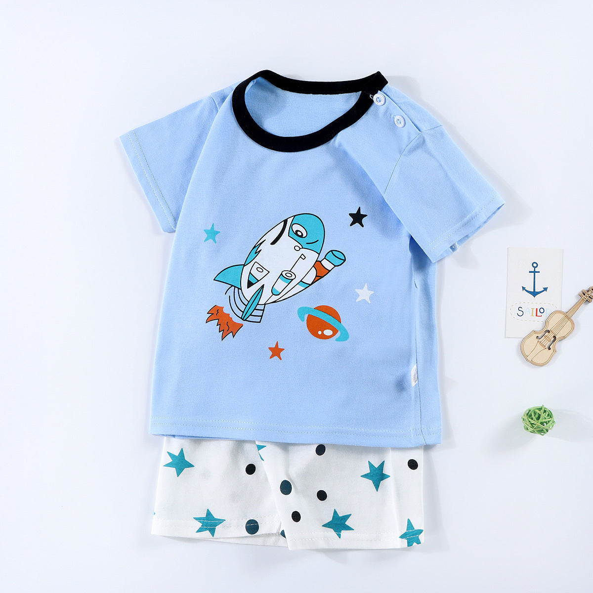 Boys And Girls Summer T-shirt Half Sleeve Suit Shorts Thin 0 - Tophatter Daily Deals