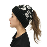 Autumn And Winter New Leopard Print Knitted Beanie Black 0 - Tophatter Daily Deals
