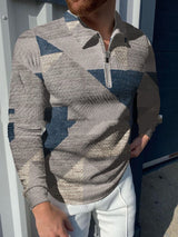 Soft Textured Men's Polo Sweater - Geometric Knit, Cotton TSCM11126009 3D Changing Face Moving Picture Frame - Tophatter Daily Deals