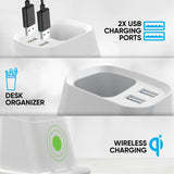 Wireless Charging Stand with Dual USB Charger & Desk Organizer Phone Chargers - Tophatter Daily Deals