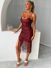 Sequin Fringe Spaghetti Strap Dress Cocktail Dresses - Tophatter Daily Deals