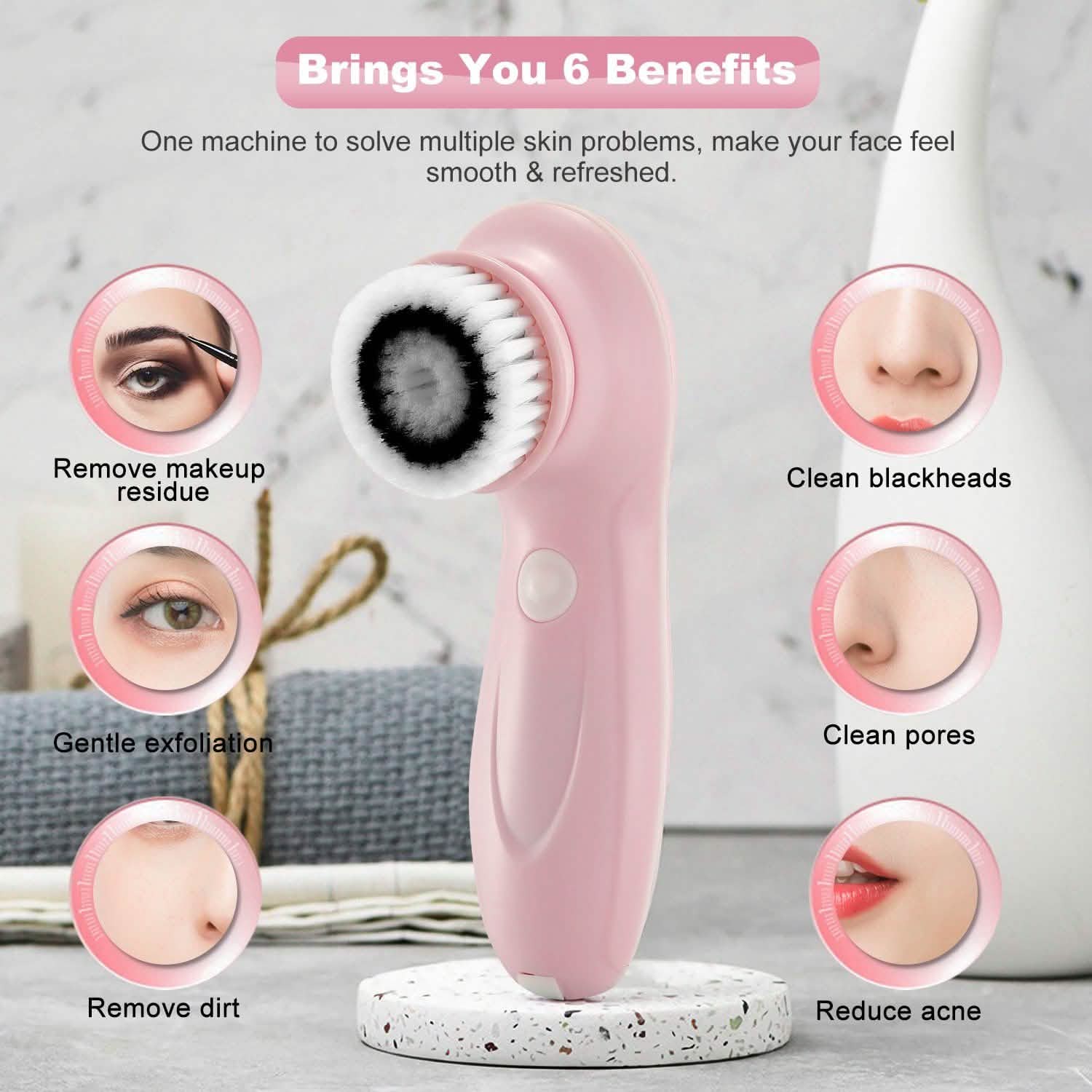 Facial Cleansing Brush IPX6 Waterproof 2 Speed Face Brush Beauty & Personal Care - Tophatter Daily Deals
