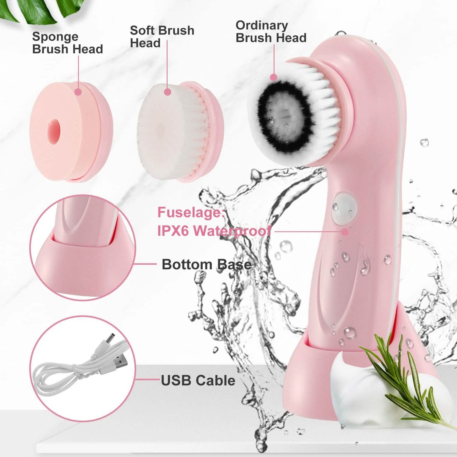 Facial Cleansing Brush IPX6 Waterproof 2 Speed Face Brush Beauty & Personal Care - Tophatter Daily Deals