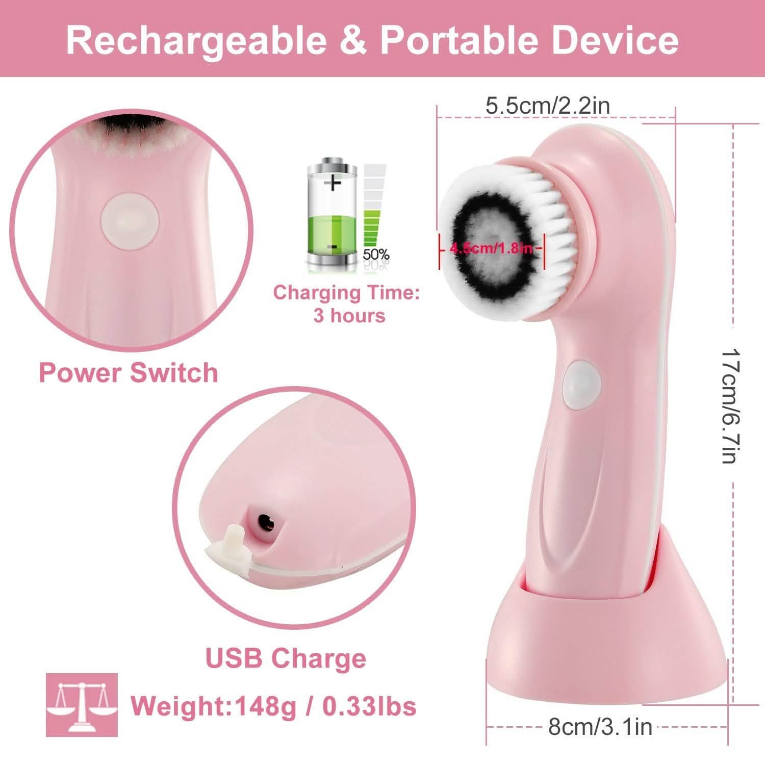 Facial Cleansing Brush IPX6 Waterproof 2 Speed Face Brush Beauty & Personal Care - Tophatter Daily Deals