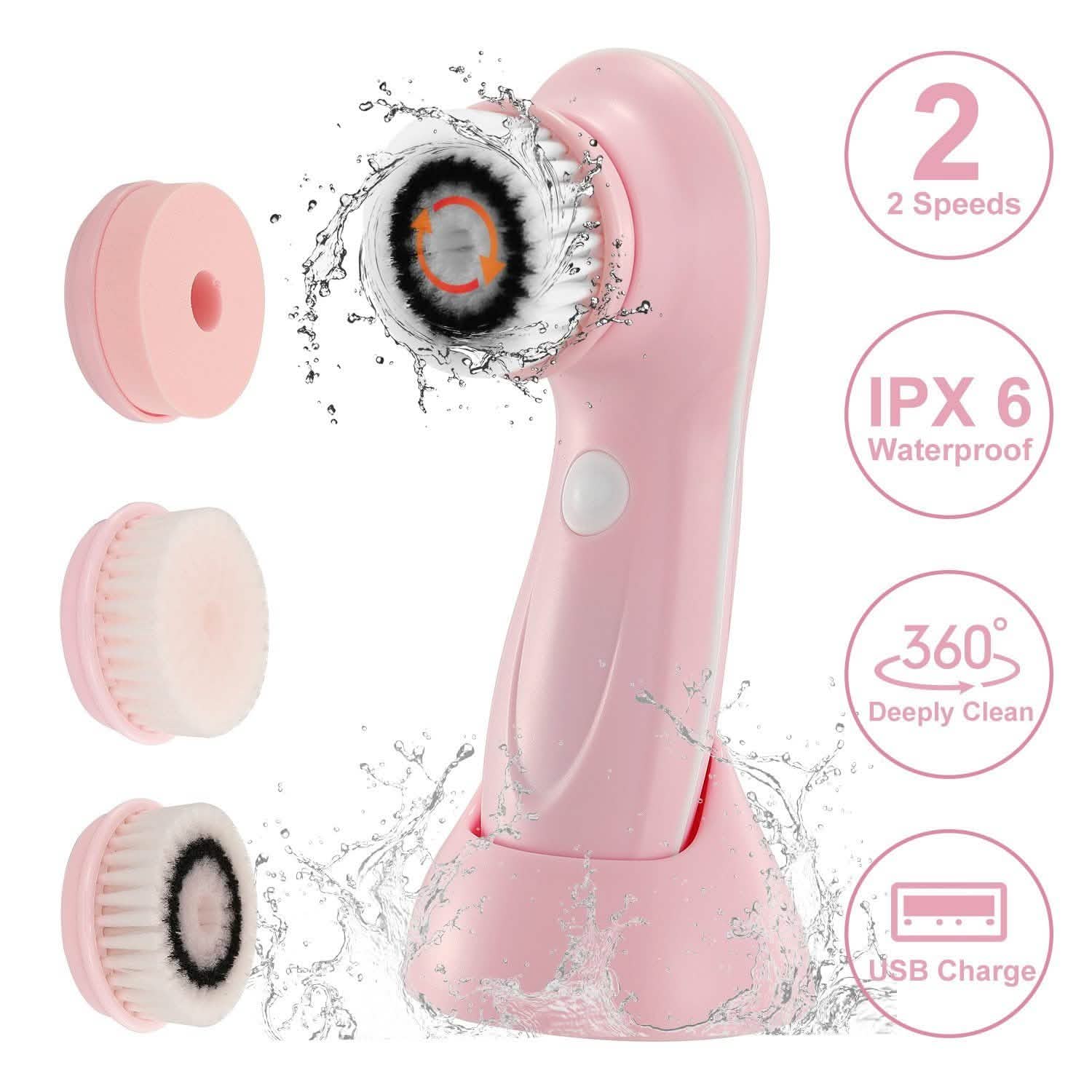Facial Cleansing Brush IPX6 Waterproof 2 Speed Face Brush Beauty & Personal Care - Tophatter Daily Deals