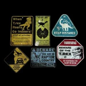Factory Entertainment Jurassic World Metal Warning Signs Prop Replica Set Prop Replica - Tophatter Daily Deals