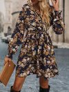 Printed Surplice Tie Waist Mini Dress Casual Dresses - Tophatter Daily Deals