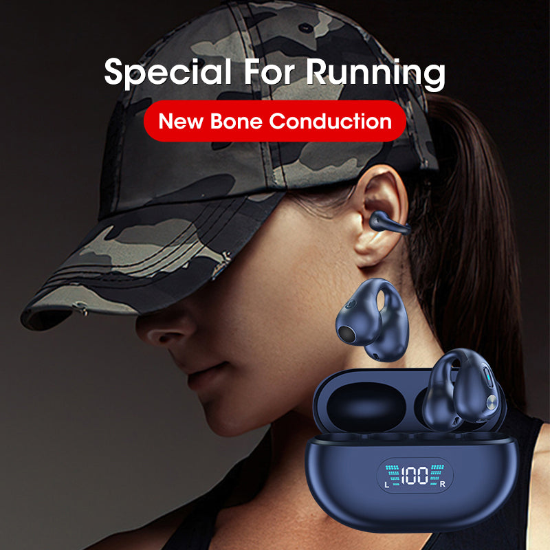 Bone Conduction Headphones TWS Earbuds Ear Clip Bluetooth 5.3 Touch Wireless Earphone In-Ear Bass HIFI Sports Headset 0 - Tophatter Daily Deals