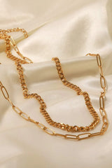 18K Gold Plated Layered Chain Necklace Necklaces - Tophatter Daily Deals