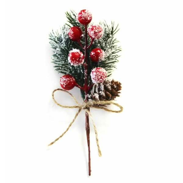 Fake Snow Frost Pine Branch Cone Berry Holly Christmas Tree Christmas Ornament Red Christmas Decorations - Tophatter Daily Deals