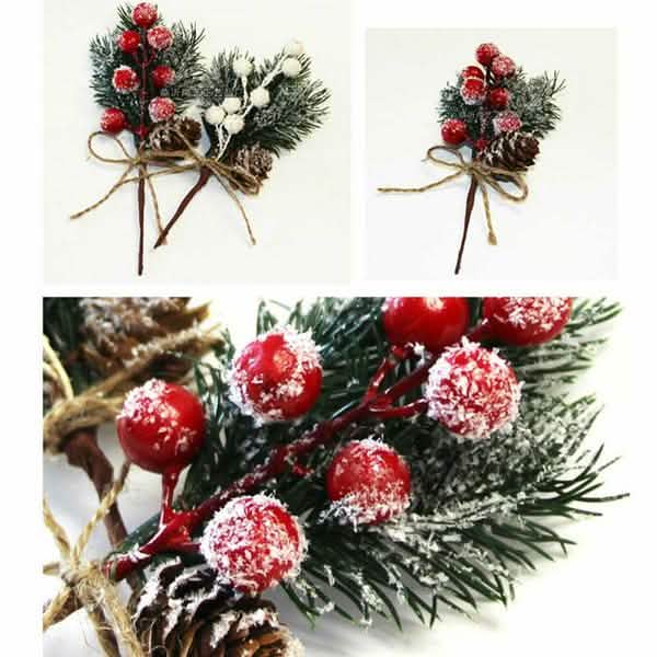 Fake Snow Frost Pine Branch Cone Berry Holly Christmas Tree Christmas Ornament Christmas Decorations - Tophatter Daily Deals
