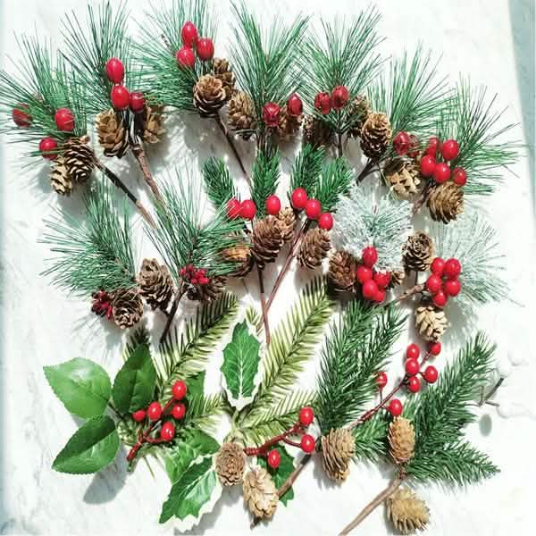Fake Snow Frost Pine Branch Cone Berry Holly Christmas Tree Christmas Ornament Christmas Decorations - Tophatter Daily Deals