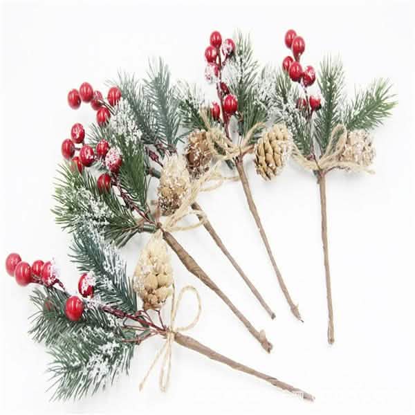 Fake Snow Frost Pine Branch Cone Berry Holly Christmas Tree Christmas Ornament Christmas Decorations - Tophatter Daily Deals