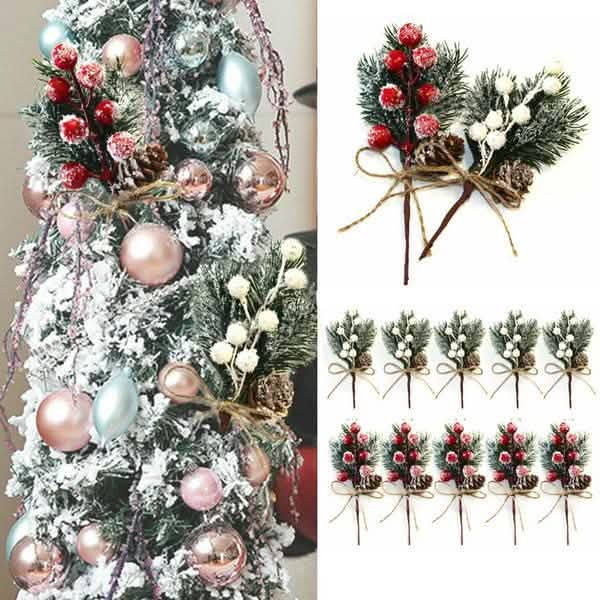 Fake Snow Frost Pine Branch Cone Berry Holly Christmas Tree Christmas Ornament Christmas Decorations - Tophatter Daily Deals