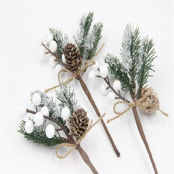 Fake Snow Frost Pine Branch Cone Berry Holly Christmas Tree Christmas Ornament Christmas Decorations - Tophatter Daily Deals