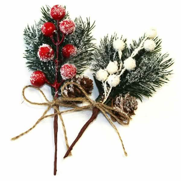 Fake Snow Frost Pine Branch Cone Berry Holly Christmas Tree Christmas Ornament Christmas Decorations - Tophatter Daily Deals