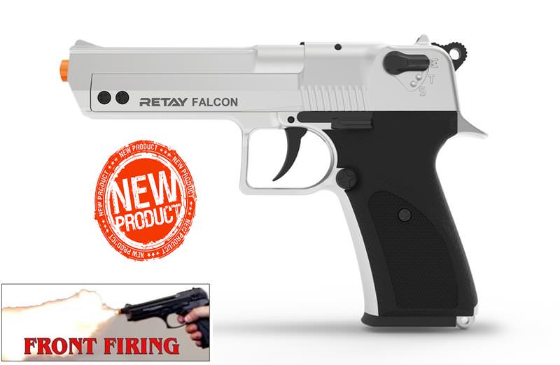 Retay 9MM Falcon Chrome Finish Full Auto Front Firing Model Blank Gun - Tophatter's Guns'N'Weapons Store Collectible Weapons - Tophatter Daily Deals
