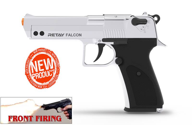 Retay 9MM Falcon Nickel Finish Full Auto Front Firing Model Blank Gun - Tophatter's Guns'N'Weapons Store Collectible Weapons - Tophatter Daily Deals