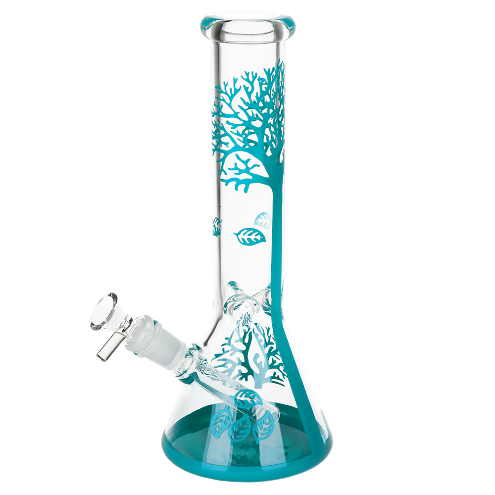 Falling Leaves Beaker Bong Teal Bongs - Tophatter Daily Deals