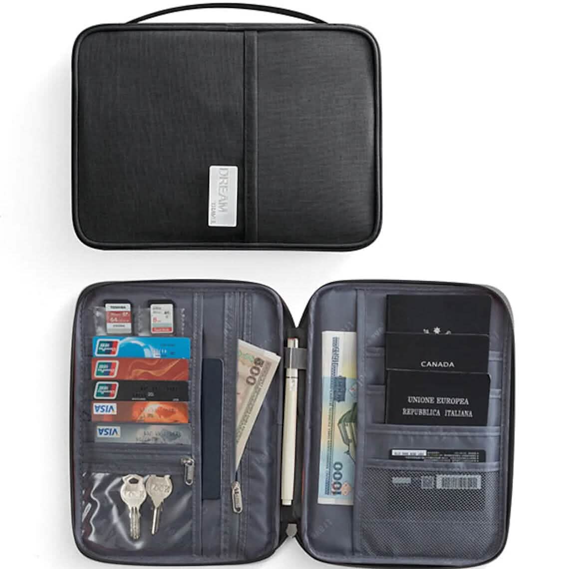 Family Travel Document Organizer Capacious Passport Holder Wallet Black Handbags & Wallets - Tophatter Daily Deals