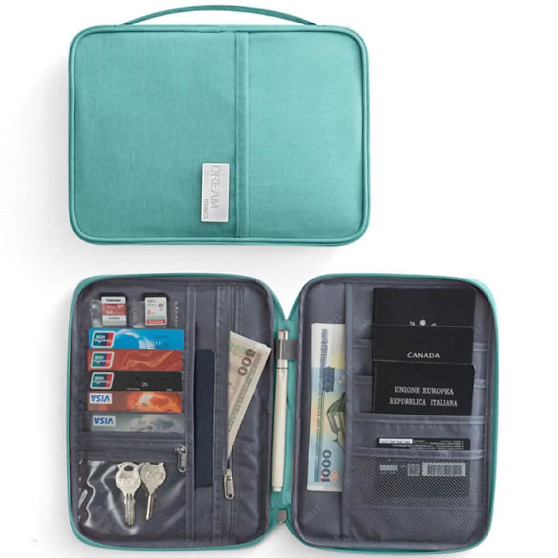 Family Travel Document Organizer Capacious Passport Holder Wallet Blue Handbags & Wallets - Tophatter Daily Deals