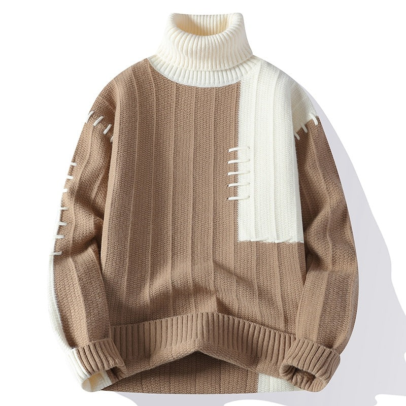 Fashion Autumn Winter Warm Pullover High Collar Sweater Khaki Men's Clothing - Tophatter Daily Deals
