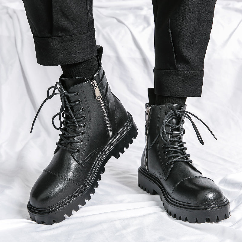Fashion Brown Leather Men's High Boots BOOTS - Tophatter Daily Deals