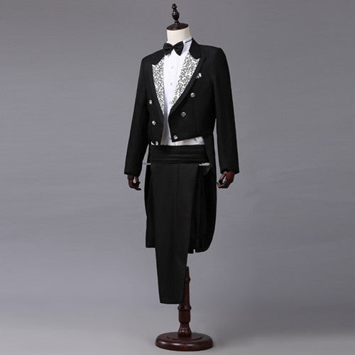 Fashion Host Magician Pianist Stage Performance Blazer Pant Black Men Blazer - Tophatter Daily Deals