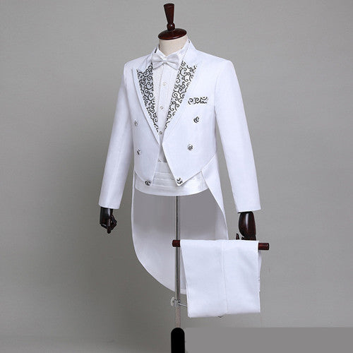 Fashion Host Magician Pianist Stage Performance Blazer Pant White Men Blazer - Tophatter Daily Deals