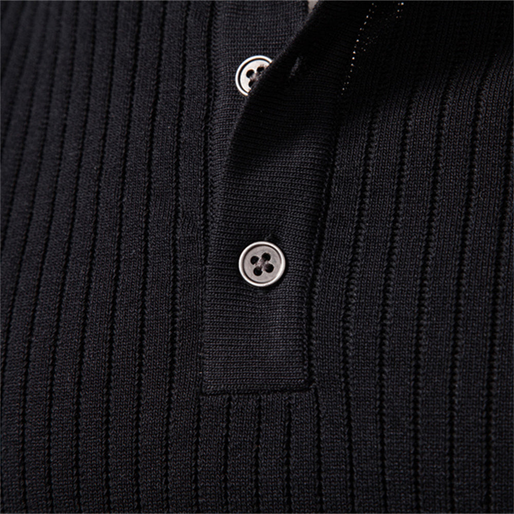 Fashion Knit Slim Fit Polo Sweater Henry Collar Colthing Men's Clothing - Tophatter Daily Deals