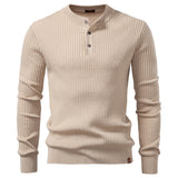 Fashion Knit Slim Fit Polo Sweater Henry Collar Colthing Apricot Men's Clothing - Tophatter Daily Deals