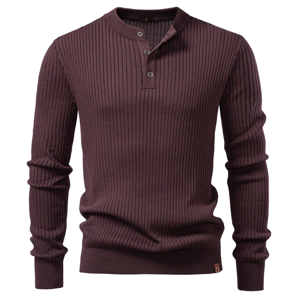Fashion Knit Slim Fit Polo Sweater Henry Collar Colthing Coffee Men's Clothing - Tophatter Daily Deals