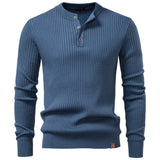 Fashion Knit Slim Fit Polo Sweater Henry Collar Colthing Blue Men's Clothing - Tophatter Daily Deals