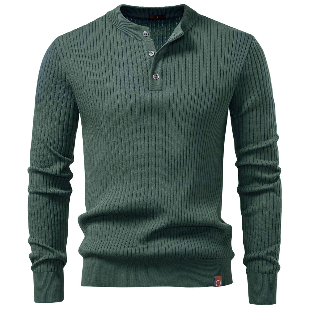 Fashion Knit Slim Fit Polo Sweater Henry Collar Colthing Green Men's Clothing - Tophatter Daily Deals