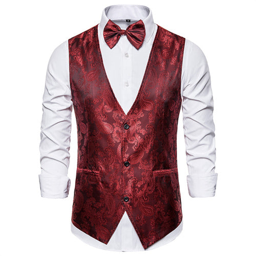 Fashion Male Dance Party Dress Waistcoat Wine Red Men Blazer - Tophatter Daily Deals