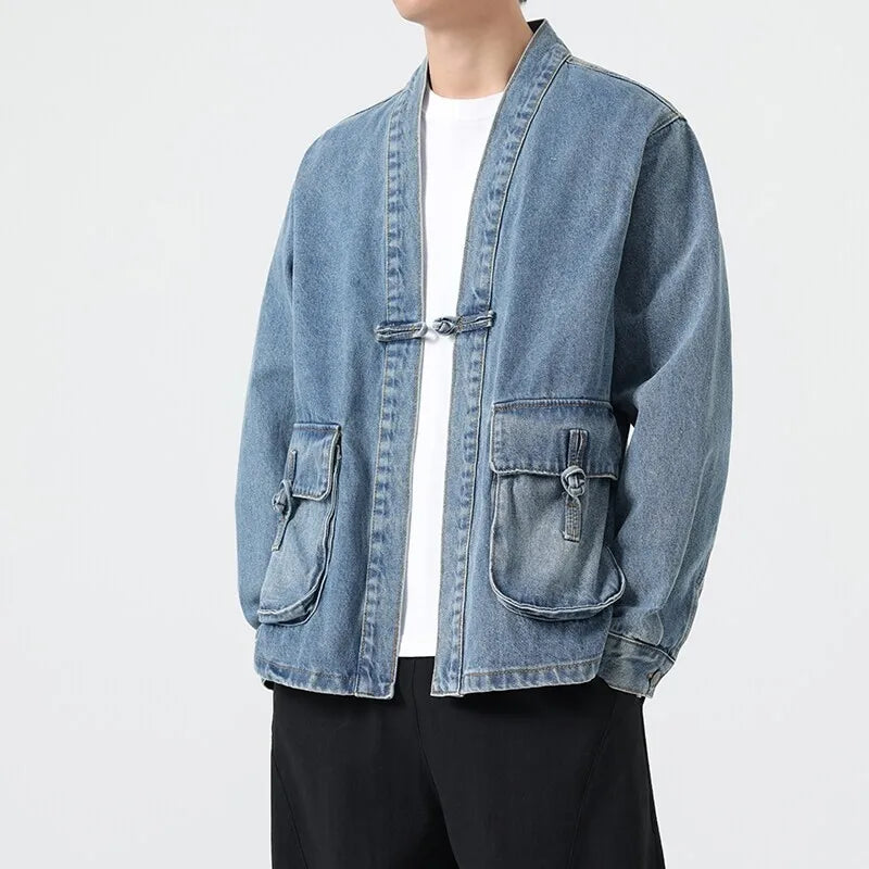 Fashion Men Denim Jacket Cotton Cardigan Coat Jacket - Tophatter Daily Deals