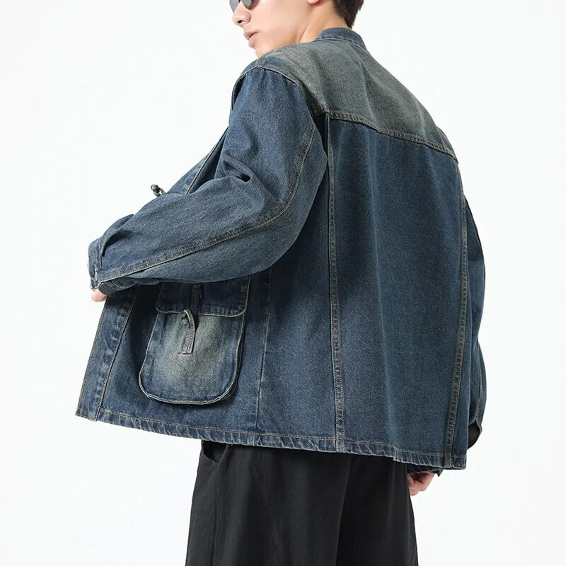 Fashion Men Denim Jacket Cotton Cardigan Coat Jacket - Tophatter Daily Deals